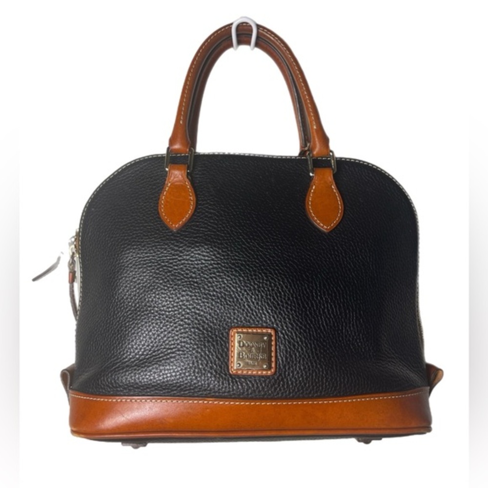 Dooney & Bourke Vintage Black Pebbled Leather Zip Dome Satchel Bag